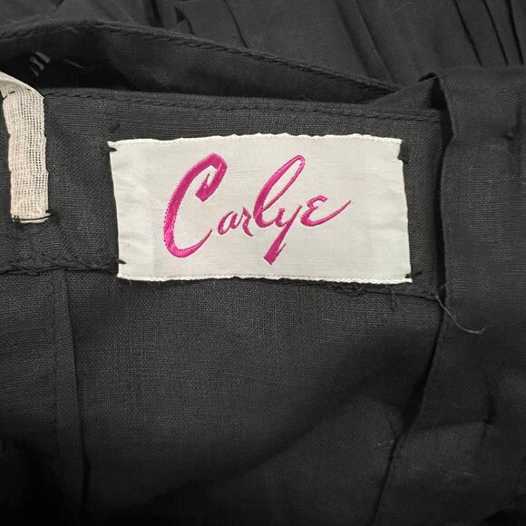 Vtg 50s Carlye Midi Dress 6/8 Black Pleated Cotton Mid Century Made in USA 60s - Picture 7 of 8